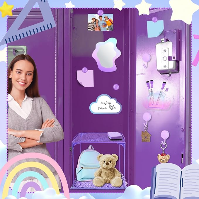 Denylo pro Magnetic Locker Accessories Kit Purple Back to School Essentials Locker Organizer Supplies Include Back to School Essentials