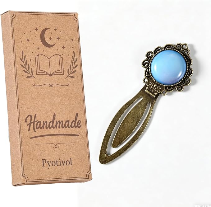 1Pcs Vintage Natural Stone Protein Opal Bookmark - Fantasy Brass Metal Opalite Bookmarks for Reading Women, Men, Book Lovers, Girls and Teachers Book Marks（Natural Stone Protein）