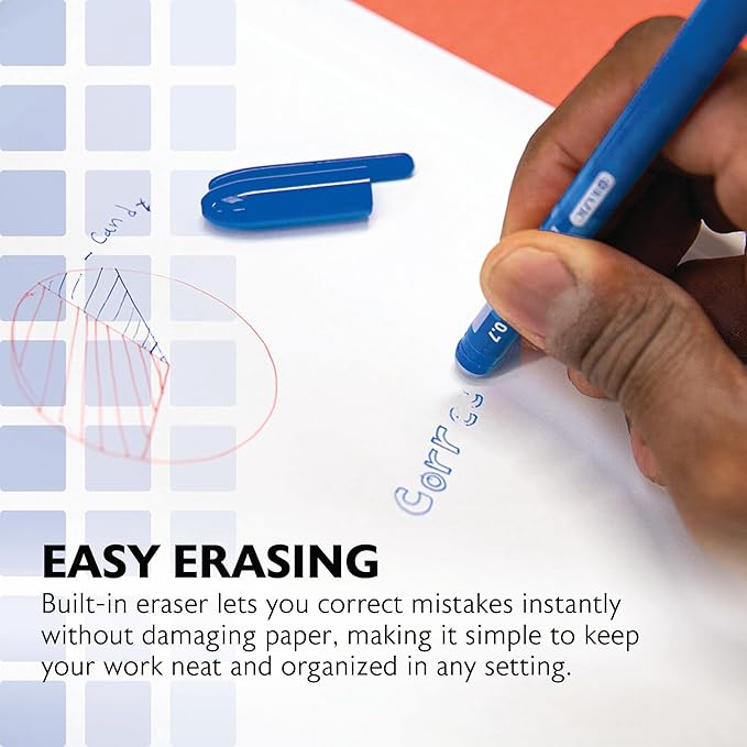 BAZIC PRODUCTS Frizz Erasable Gel Pens, 0.7mm Medium Point, Blue Ink, Smooth Writing & Drawing Planner, 2 Per Pack, 1-Pack