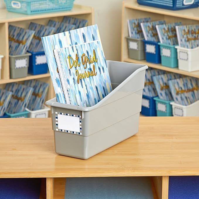 Really Good Stuff Durable Book and Binder Holder - 6pack, Pebble Color, 5 ?" x 12 ?" x 7 ?", Classroom Organization, Storage Solution, Sturdy and Versatile