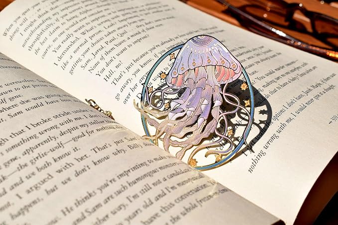BLBMH Metal Cute Bookmarks for Women Book Lovers Friends Girls Readers Birthday Christmas Gifts Exquisite Graduation Gifts - Jellyfish