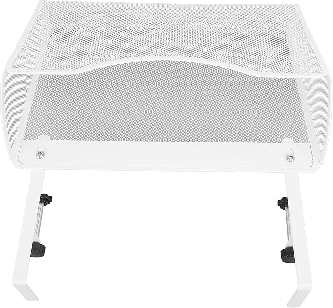 Dioche Clamp on Desk Hanging Desk Organizer Adjustable Carbon Steel ClampOn Organizer for Effective Office Storage - Stylish White Design (White)