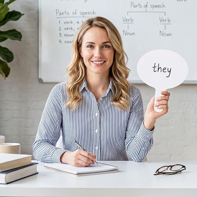 Seajan 200 Pcs Dry Erase Answer Paddles for Classroom, Double-Sided Handheld Mini Whiteboards Bulk Set for Teachers, Students & School Learning (Oval,26 x 20 cm)