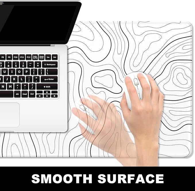BOSOBO Large Mouse Pad, Desk Pad, XXL XL Extended Gaming Mouse Pad, Desk Mat for Office & Home, Long and Huge Keyboard Mat, Desktop Full Cover 35.5 x 15.7 Inches, Minimalist Abstract Lines