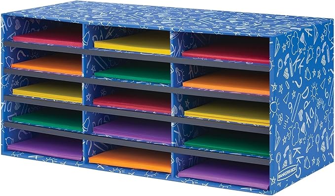Bankers Box Classroom collection, 15-Compartment Literature Organizers, 28.5" x 12.375", Blue (3384301)