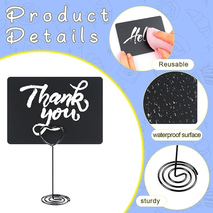 48PCS Mini Chalkboard Signs 4"x3" Black Small Chalkboard with Metal Stand Chalk Tabletop Label Blackboard Sign Price Food Tags Labels for Party Buffet Bakery