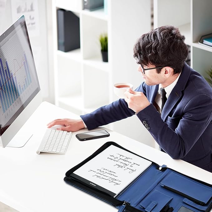 Premium Leather Zippered Padfolio for Professionals | Sleek Executive Organizer for Notepad, Cards, Documents | Ideal Business Portfolio for Interviews, Conferences, and Daily Use