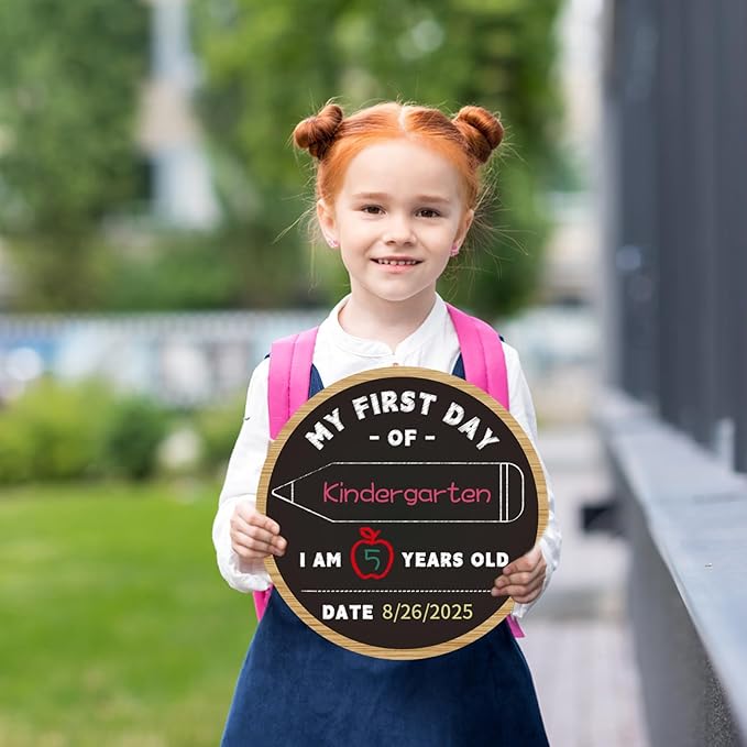 First & Last Day of School Chalkboard - 9.8" Double Sided Back to School Board Sign for Kids Girls Boys - 1st Day of Preschool Pre-K Kindergarten 1st Grade Photo Props Gifts for Duaghter Son