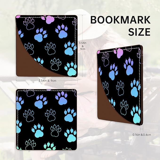 2 Pack Dog Paw Leather Book Corner Bookmark, Durable Handmade Reading Accessories - Gifts for Readers, Women, Men, Teachers, Students