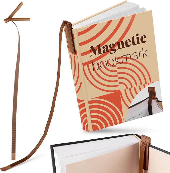 Superior Essentials Magnetic Bookmark-Genuine Leather, Single Long Ribbon Bible Bookmark for Book Lovers-Amplify Your Love for Books with Our Elegant Ribbon Page Marker (Coffee Brown, 3PC)
