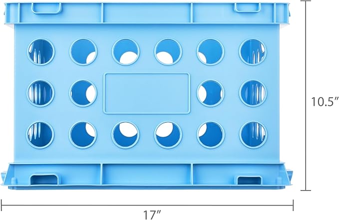 Storage Crate with Handles, 6 Pack Plastic File Organizer Box for Letter Legal Size Documents, Stackable Office Supply Container, 14x10.5x16.97 Inch, Blue