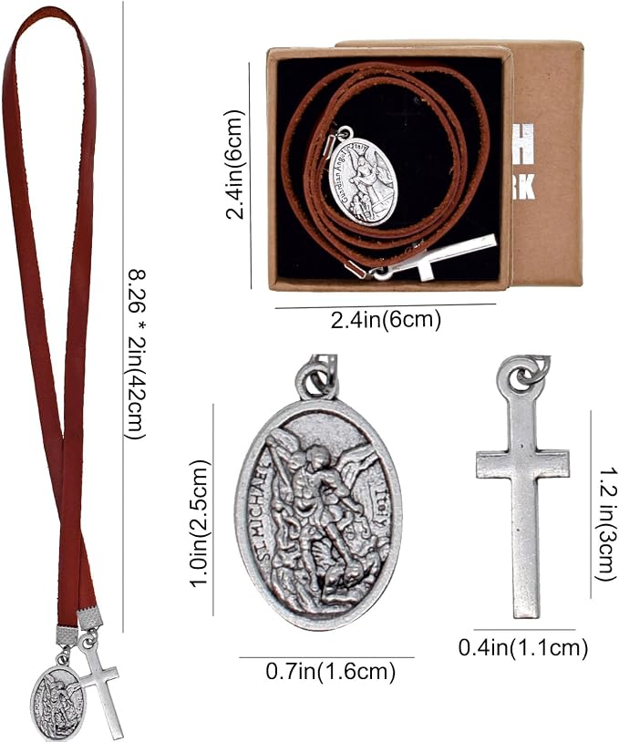 BLBMH Genuine Leather Bible Bookmark with Cross | Catholic Gifts for Men Dad | Christian Book Marker with Ribbon - LB7