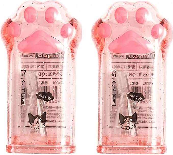 2Pcs Pink Cute Cat Paw Pencil Sharpener Kawaii School Supplies Student Prize Kids Gift Pencil Sharpener Cat Schools Supplies for Girls Cat Lovers Office School Home Writing and Correction Supplies