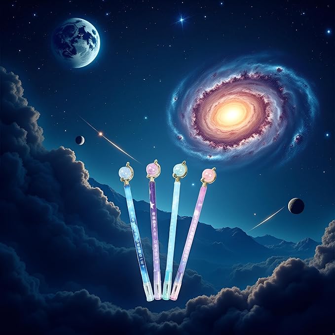 1Pc Black 0.5mm Gel Pen Ball Pen Starry Sky Planet Ball Rotate Gel Pen Signature Pen Student Study Stationery Gel Ink Rollerball Pens Rollerball Pens Writing and Correction School Office Supplies