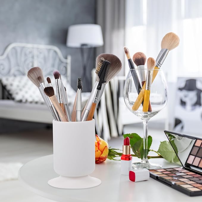 FOMIYES Makeup Brush Holder 2-Pack Multipurpose Pen Organizer with Suction Base for Vanity and Desk Storage