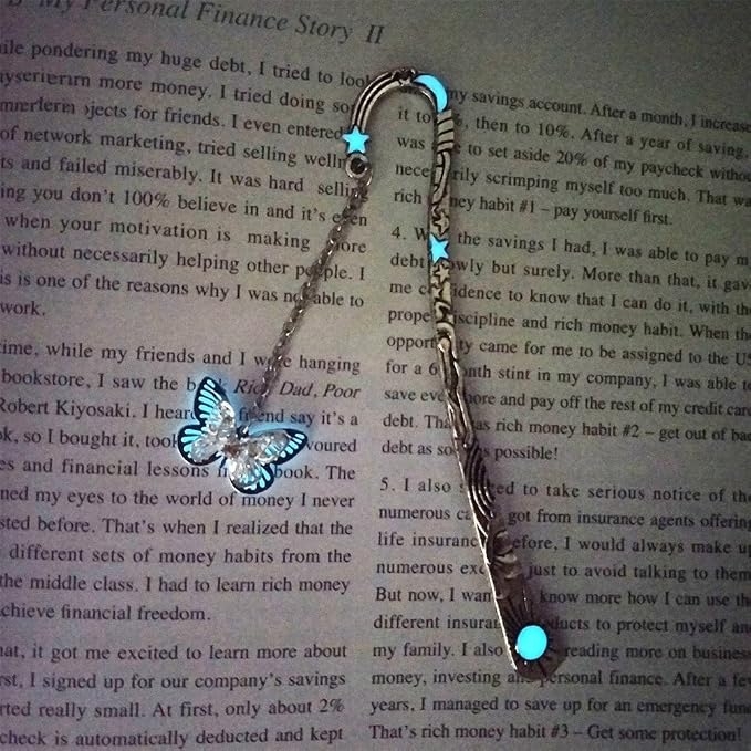 Luminous Bookmark, Retro Glow in The Dark Reading Bookmarks for Women Men Lovers,Book Markers with Pendant Holiday Gifts