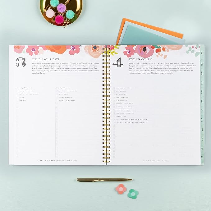 Blue Sky Day Designer for Blue Sky 2023 Weekly and Monthly Planner, 8.5" x 11", Frosted Cover, Wirebound, Secret Garden Mint (140101-23)
