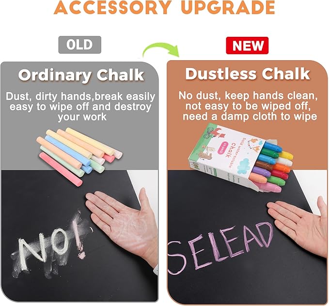 SELEAD 2-Pack Solid Wood Frame Chalkboard Signs with Dustless Chalk - 12"x16" Small Wall Hanging Chalk Board, Double-sided Message Menu Board + Rustic Sunflower Art Decor for Business, Home, Farmhouse