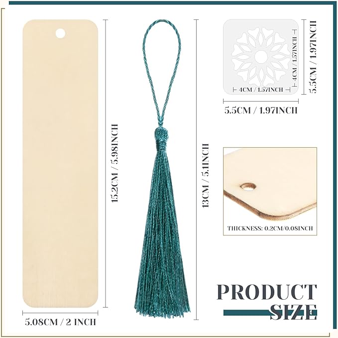 TaoBary 92 Pcs Large Size Wood Bookmark Making Kit Includes 36 Unfinished Blank Bookmarks 36 Tassels 20 Templates Craft DIY Crafts, Painting, Valentine's Day, Mother's Day Gift(Floral, 6 x 2 Inch)