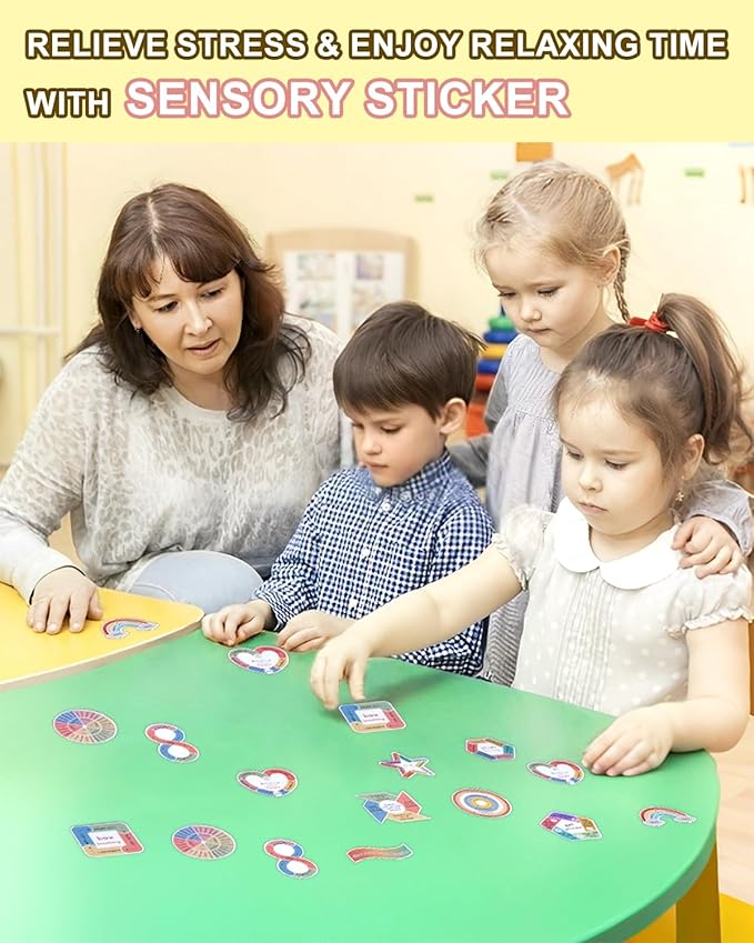 UCEC 75 Pcs Mindfulness Stickers, Mental Health Stickers Gravel Texture, 15 Patterns Waterproof Adult Sensory Items for Adult Teen Classroom Desk Office Fidget Supplies