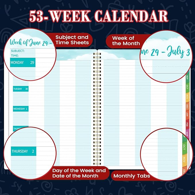 Teacher Planner 2026-2027 - 9" x 11" Weekly & Monthly Teacher Lesson Planner 2026-2027, JULY 2026 - JUNE 2027, Lesson Plan Book for Teachers in Academic Year with Monthly Tabs, Premium Thick Paper, Back Pocket
