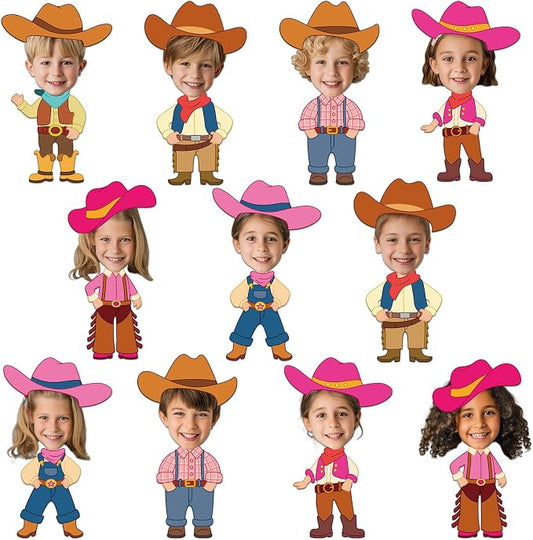 48Pcs Western Cowboy Hat Cutouts Bulletin Board Decorations Pink Cowgirl Paper Cut Outs DIY Photo Picture Craft for Kids Kindergarten Party Home Wall Back to School Classroom Birthday Supplies