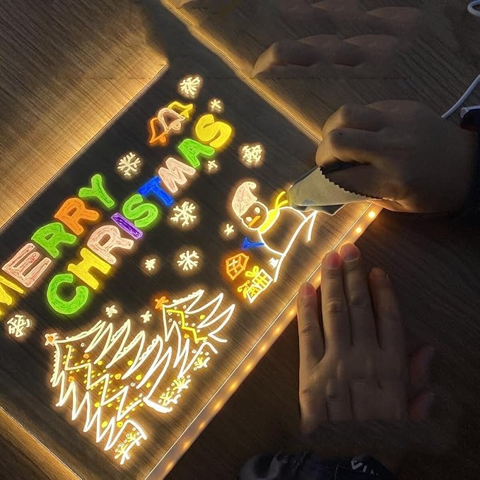 Lumiboard LED Drawing Board 11.9" x 7.9", Acrylic Dry Erase Light Board with 4 Lighting Modes & 7 Colors, Includes Adapter, Invisible Stand, Hanging Chain, 7 Markers & Spray Bottle