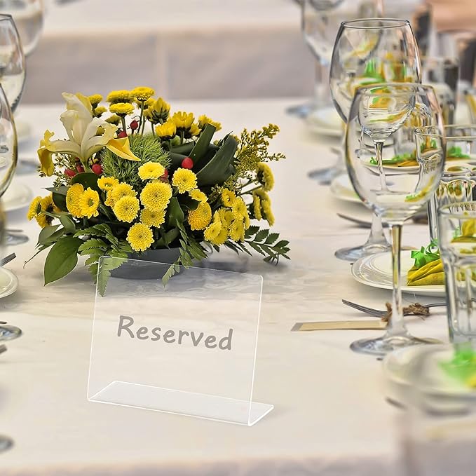 Outus 12 Pcs 4 x 3 Inches Buffet Food Labels Mini Small Chalkboard Signs Clear Acrylic Food Markers Little Price Signs with 2 Pcs Erasable Marker for Wedding Birthday Bakery Table Display