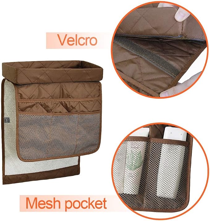 Couch Arm Tray-Couch Arm Cup Holder,Anti-Slip Chair Arm TV Remote Holder for Recliner Sofa Armchair Caddy Bedside Storage Pockets Bag for Pens, Magazines, Snacks, Glasses