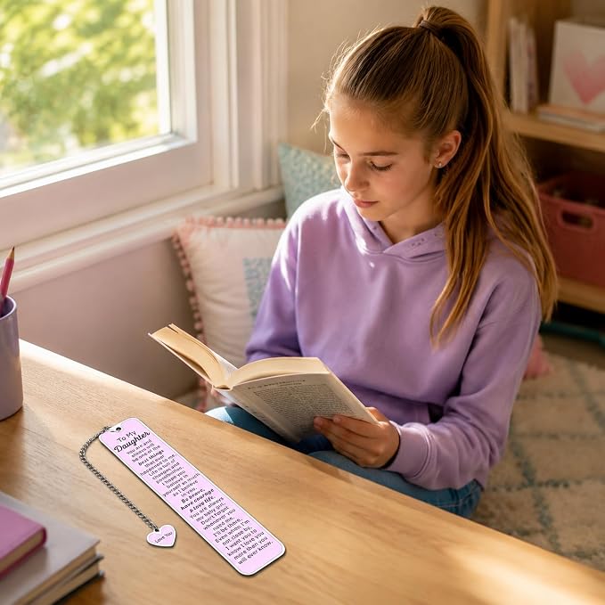 6th Grade School Supplies for Girls, Daughter Gifts from Mom, Bookmarks for Reading Kids, Back to School Gifts for Girls Daughters, Purple Bookmark, Birthday Stocking Stuffers for Daughter