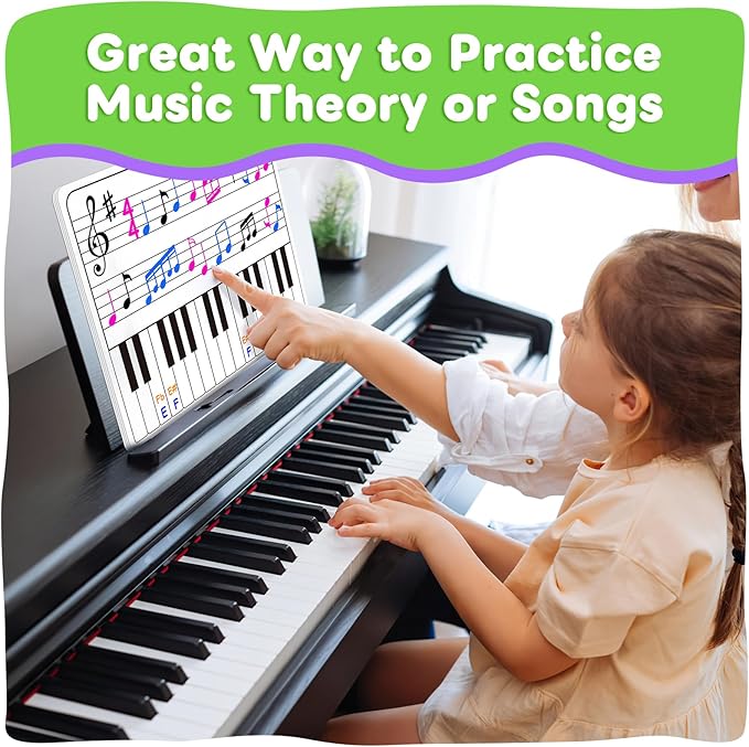 12 Pack Keyboard Practice Dry Erase Flash Card, 11”x14” Music Staff Sheets Chart Portable White Board for Music Teacher Supplies Wishlist Student Classroom Must Haves Piano Learning