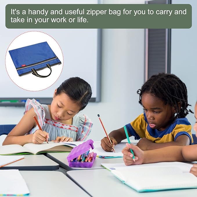 YOKIVE Waterproof Zipper Bag, Document Books Storage Tote Bags Tools Organizer Pouch, Great for Classroom Office(Blue)