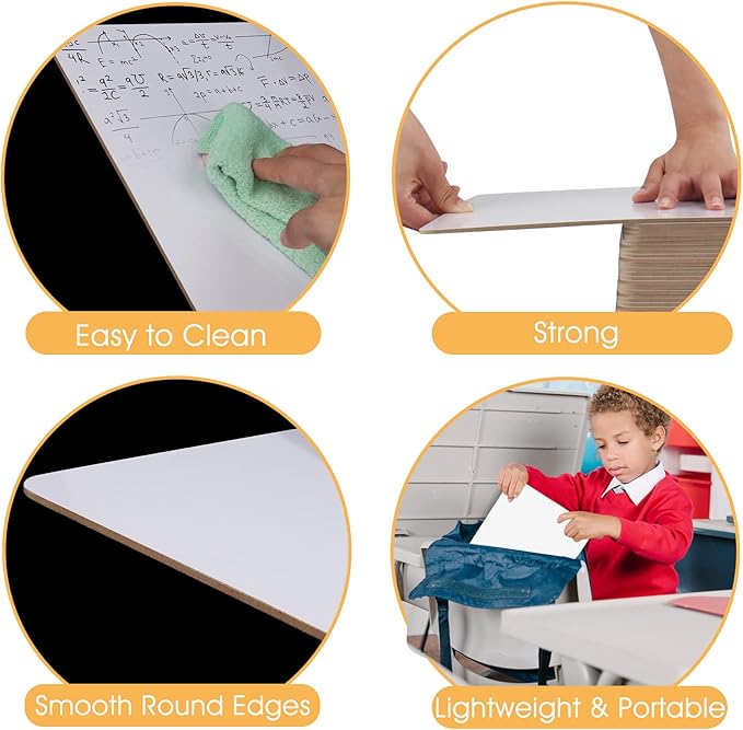 Stondino 12 Pack Big Dry Erase Lapboard- 2023 Edition 12 x 15 inch Large Double-Sided White Boards Office & School Supplies for Teachers/Students/Children/Classroom, Reusable Double-Sided Whiteboard