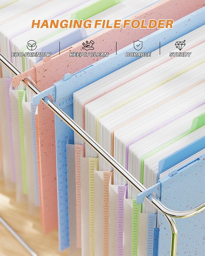 Ansook Legal Size Hanging File Folders, 7 Pockets 1.2" Accordion File Organizer, Hanging Folders for Filing Cabinet, Expandable File Folders for Office Home School - 50% Wheat Straw(Assorted Colors)