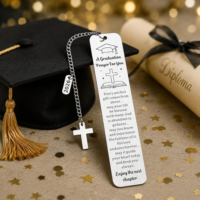 Christian Graduation Prayer Bookmark, Religious Graduation Gift for Him Her Women Men, Inspirational Bible Verse Bookmarks with Blessing, Class of 2026 Gifts for Senior High School College Graduates