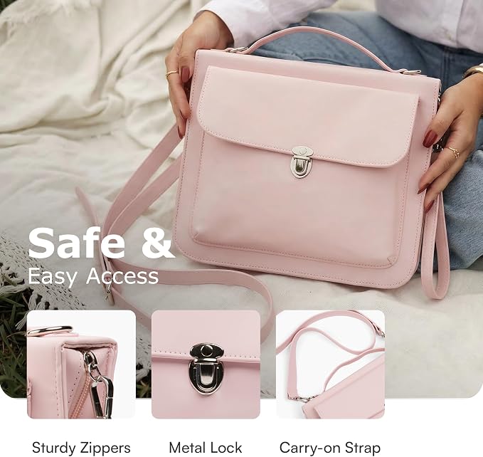 Bible Cover Case for Women - Bible Case with Shoulder Strap, Pink Bible Cover Standard Size Featuring Book Protector with Turn Lock Closure - Durable & Travel Friendly Design that Fits Most Bibles