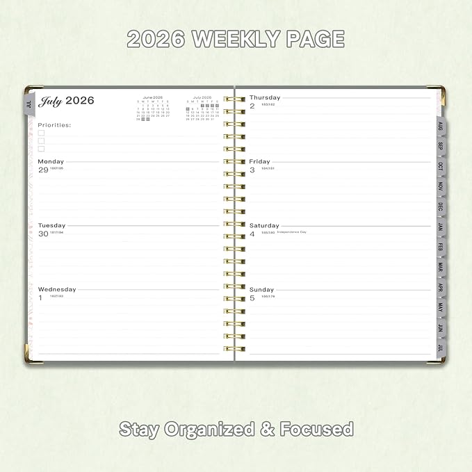 Planner 2026-2027, Weekly and Monthly Academic Planner, Jul 2026 - Jul 2027, 8.5"x11" Large Hardcover Daily Planner Calendar with Tabs for Women, Year Planning Agenda for Teacher and Student (Green)