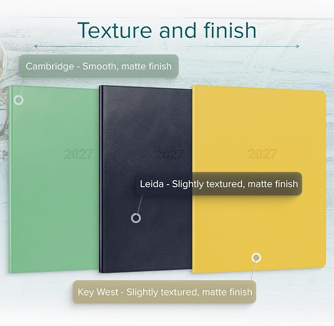 Harbor Weekly Journal Notebook Planner 2027 - Lined, Durable Faux Leather, Softcover, 176 Quality Pages - For Men and Women, For Writing, Work & Travel - Cambridge Jade - 9"x7"