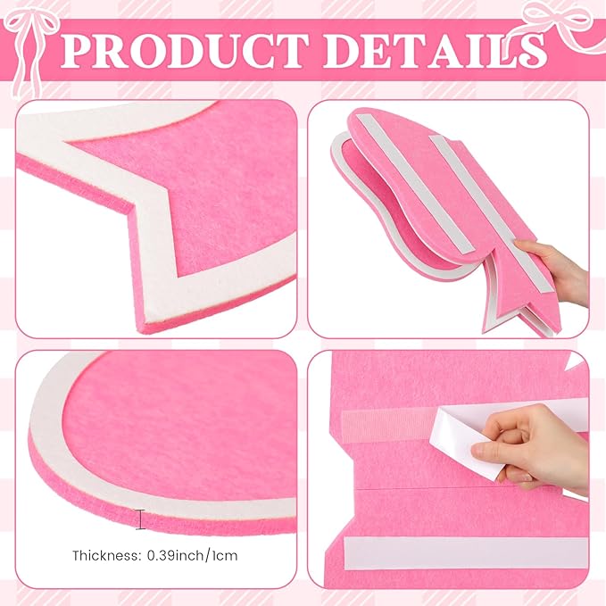 Affrolling 18 Inch Cute Bulletin Board Felt Bow Cork Board with Push Pins Decorative Thumb Tacks for Wall Craft Scrapbooking Home Decor(Bow,Pink)