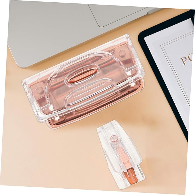 LALAFINA 4sets Office Supplies Staple Remover and Hole Puncher Multi-use Tools for Efficient Stapling and Punching Stylish Transparent Design for Use