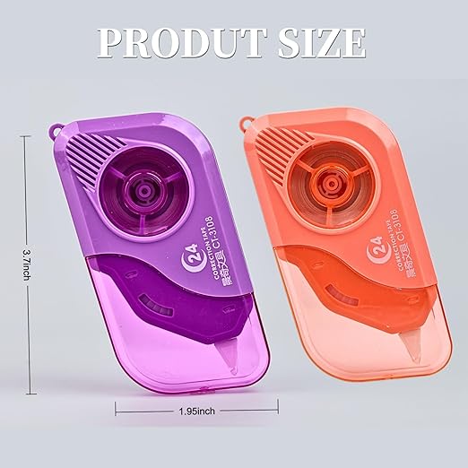 Aesthetic and Cute Camera-Shaped White Correction Tape, 49.21ft(15m) Each, 2-Count Pack, Easy to use, Dry Instantly, Clean and Tear-Resistant Tape Office or School Supplies (Pink+Purple)