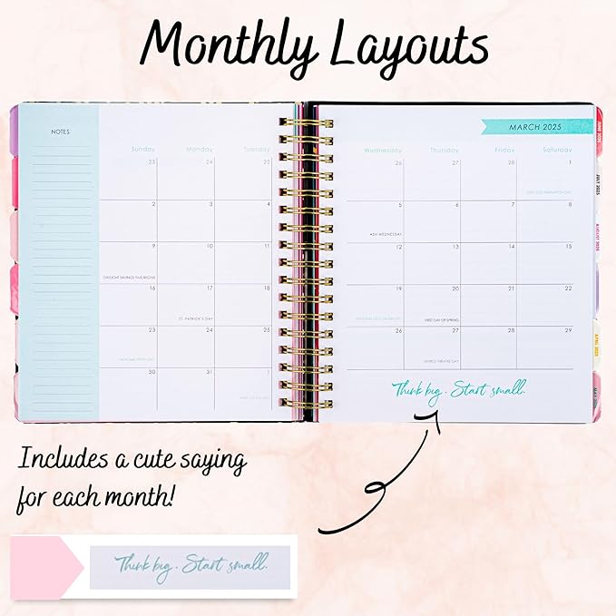 Votum 18-Month Day Large Planner, 2024-2025, Daily, Weekly & Monthly, January-June, Organized Chaos Black - Appointment Book with 3 Sticker Sheets, Twin-Ring Binding, Notes Pages - School & Work