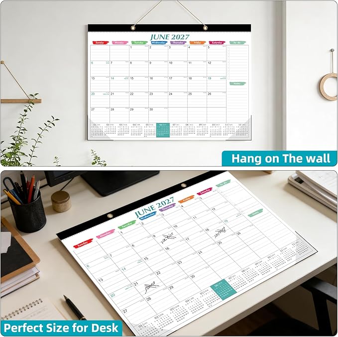 Tcamp Desk Calendar 2026-2027, Large Desktop/Wall Monthly Calendar (Jul. 2026 - Dec. 2027) 17'' x 12'' School Year Wall Desk Planner for Teacher Family School Office Supplies