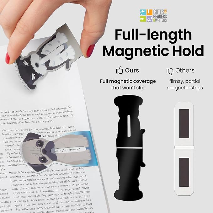 Gifts for Readers & Writers Linemarker Magnetic Bookmarks for Women & Men Dogs, Set of 2 Magnet Bookmark Clips, Magnetic Page Holder & Book Marker for Reading with Cute Bookmarks Design for Kids