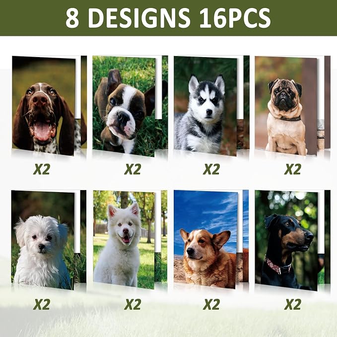 16 Pcs Puppy Pocket File Folders Letter Size Paper Dog Folders Bundle Cute Pet Decorative File Folders Office Products with Vivid Decor Portfolios Folders for School Home Office Kids Work Supplies