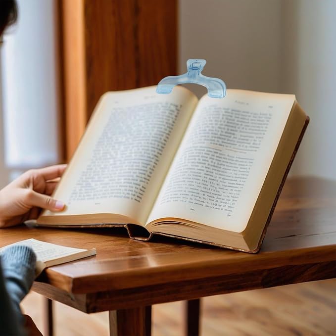 2Pcs Strong Book Clip Transparent Blue Book Page Holder Clips, Page Holders Book Reading Opener Accessories, Multifunctional Practical Book Clips Transparent Portable Reading Book Page Holders