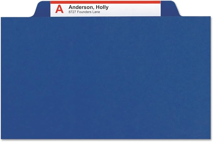 Smead Pressboard Classification File Folder with SafeSHIELD Fasteners, 3 Dividers, 3" Expansion, Legal Size, Dark Blue, 10 per Box (19096)