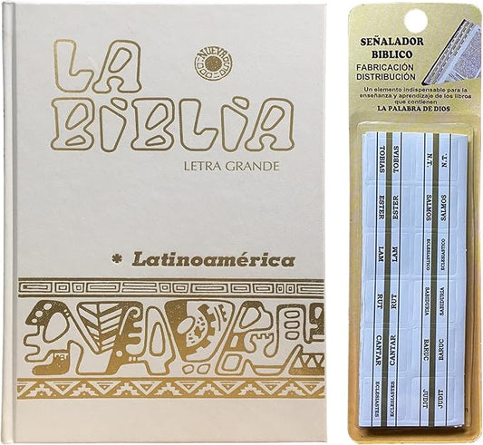 Coladera La Biblia Catolica Latinoamericana Letra Grande Edicion Cartone en Español con Señalador Biblico - The Latin American Catholic Bible Spanish Edition with Bookmarks (White)
