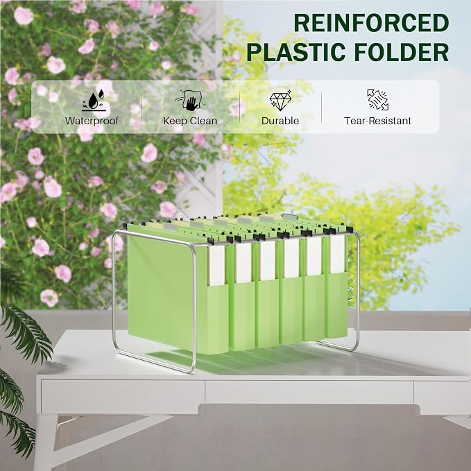 Green Hanging File Folders,12 Pack Green Hanging File Folder Letter Size, Hanging Files Letter Size 2 Inch Expansion, 2‘’ Hanging Filing Folders Organizer Expanding Colored School Classroom