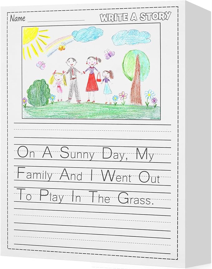 400 Sheets Writing Beginner Paper for Kids Create Story, 8.5"x11" Handwriting Paper Bulk with Picture Space and Lines DIY Craft Writing Kit for Kids Journal Activity, Easter Gifts